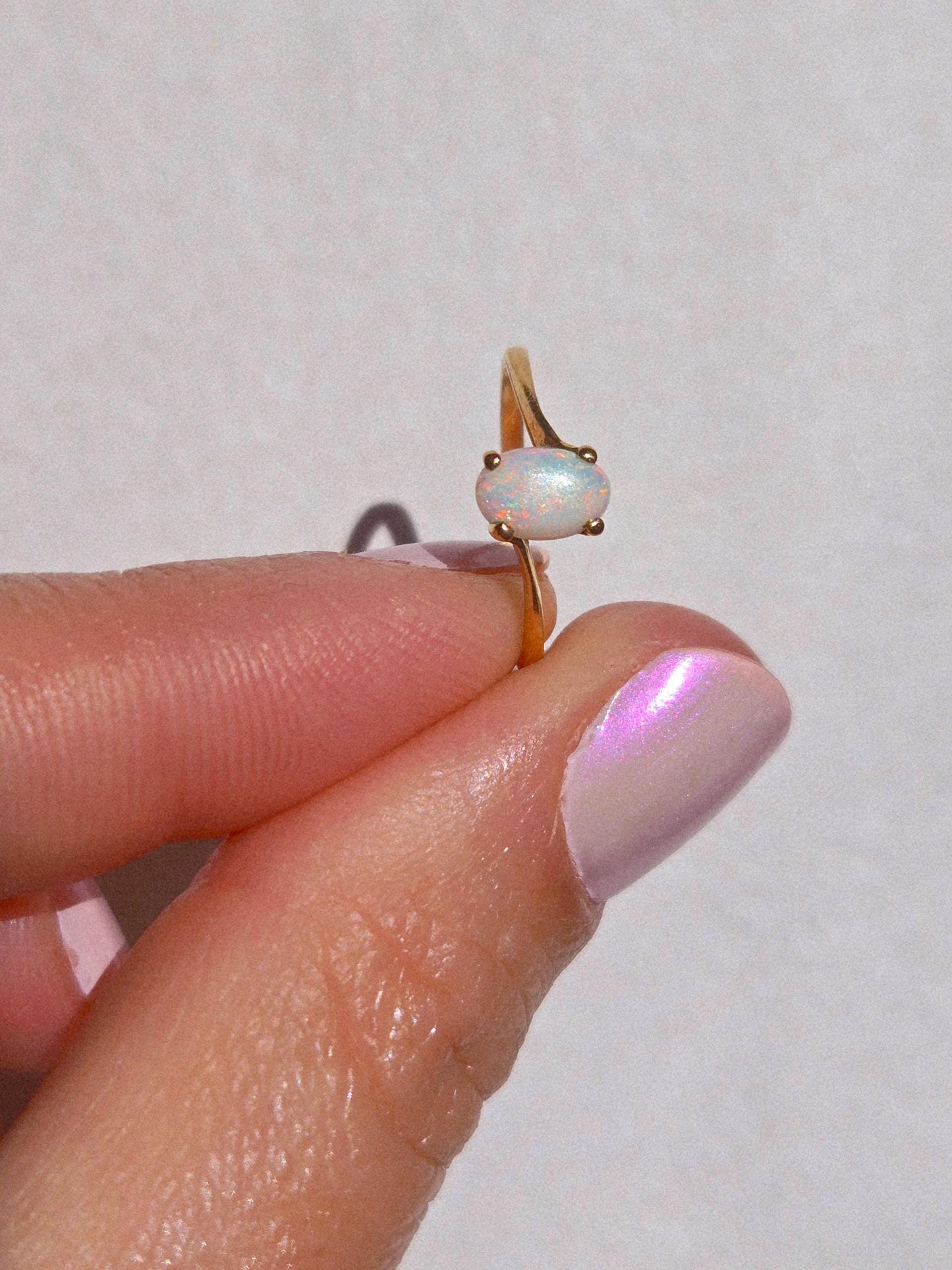 Vintage 10k Gold Opal Pinky Ring - Size 3.50