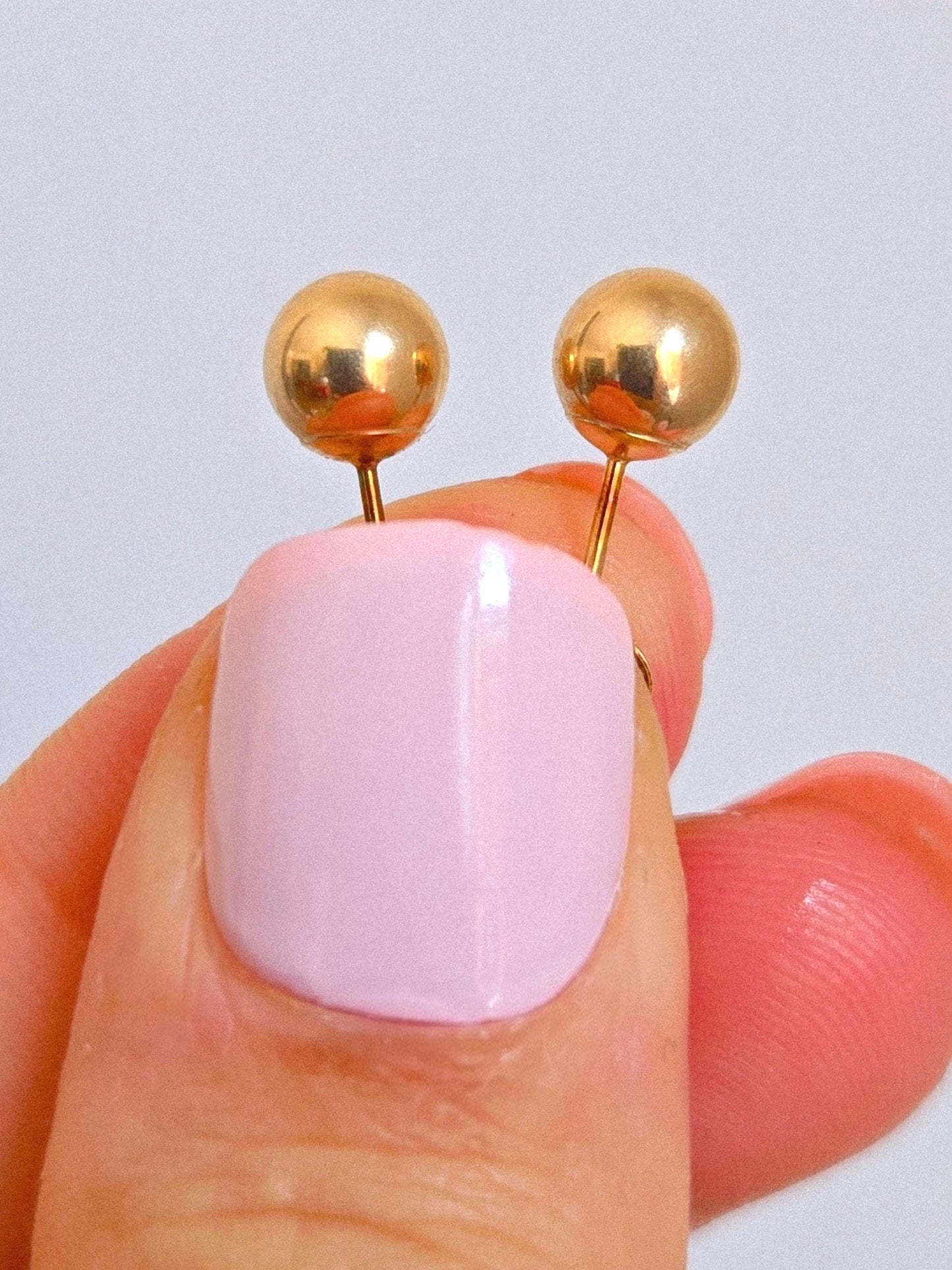 Vintage 10k Gold Circle Ball Stud Earrings
