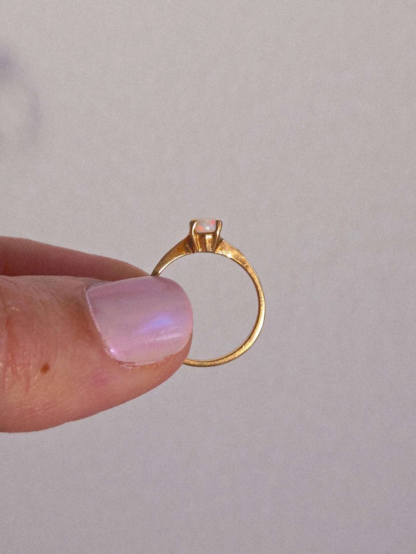 Vintage 10k Gold Opal Pinky Ring - Size 3.50