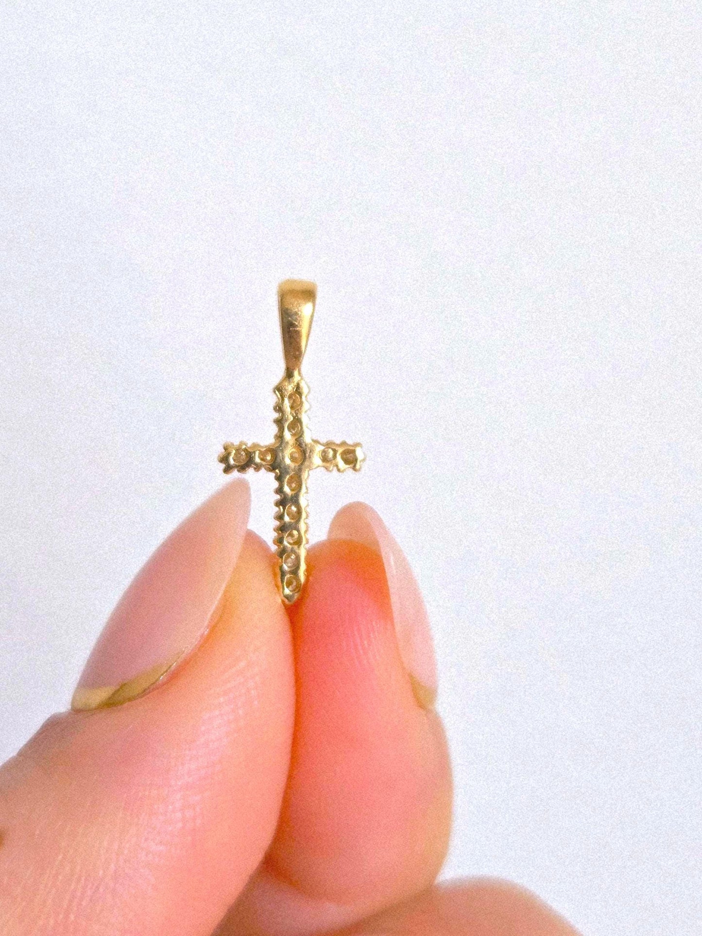 14k Yellow Gold Diamond Cross Pendant Natural Diamonds