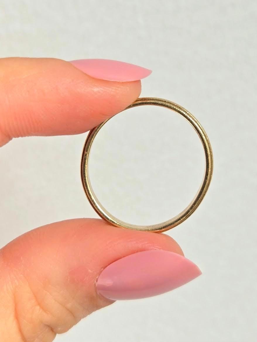 Vintage 10k Gold Milgrain Band Ring, Textured Edge - Size 9.75