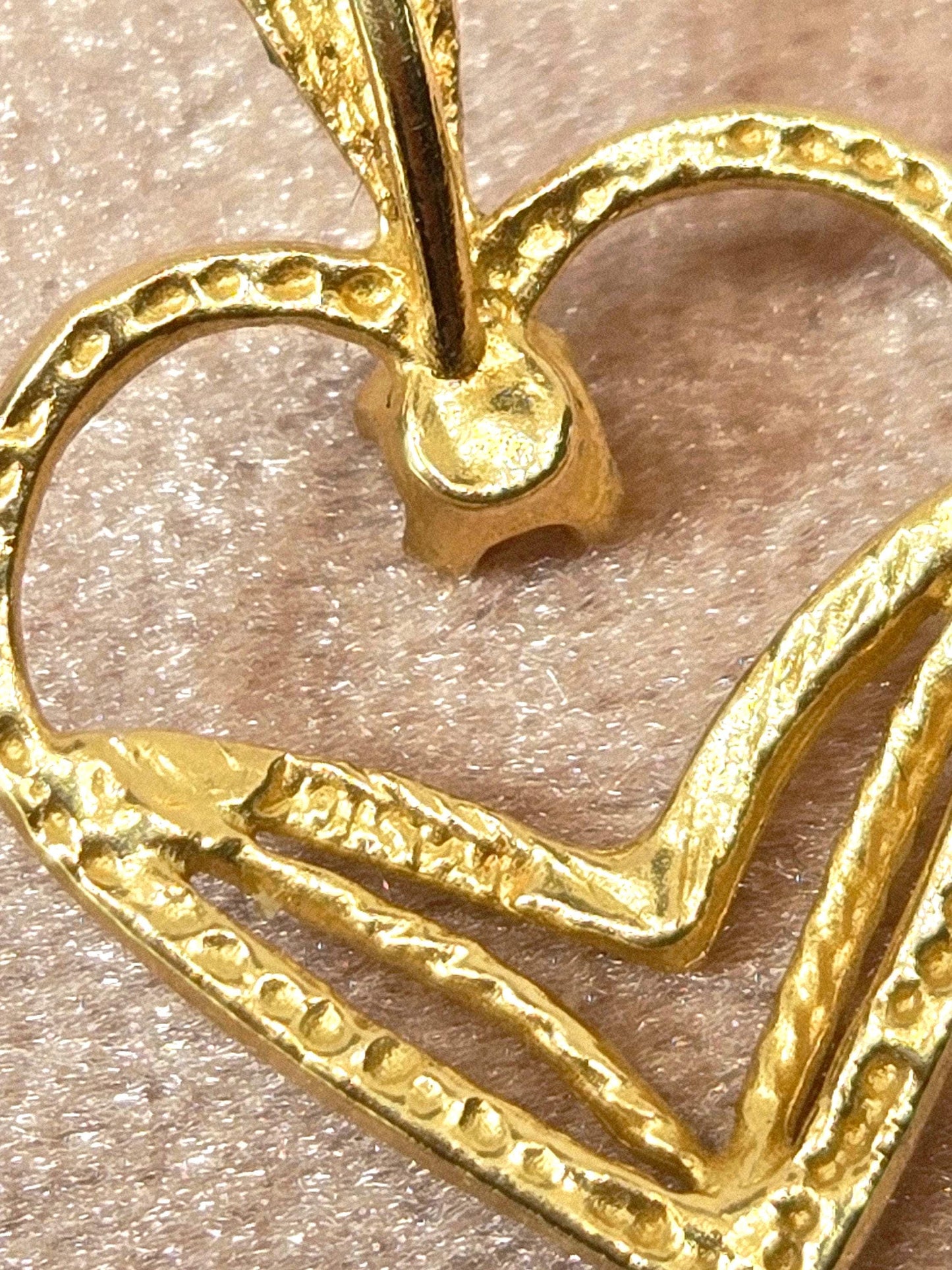 Vintage 10k Gold Open Heart Pendant Charm
