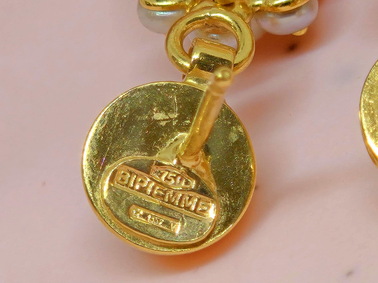 Vintage 1970's 18k 750 Solid Yellow Gold Pearl Earrings - Italian Hallmarks