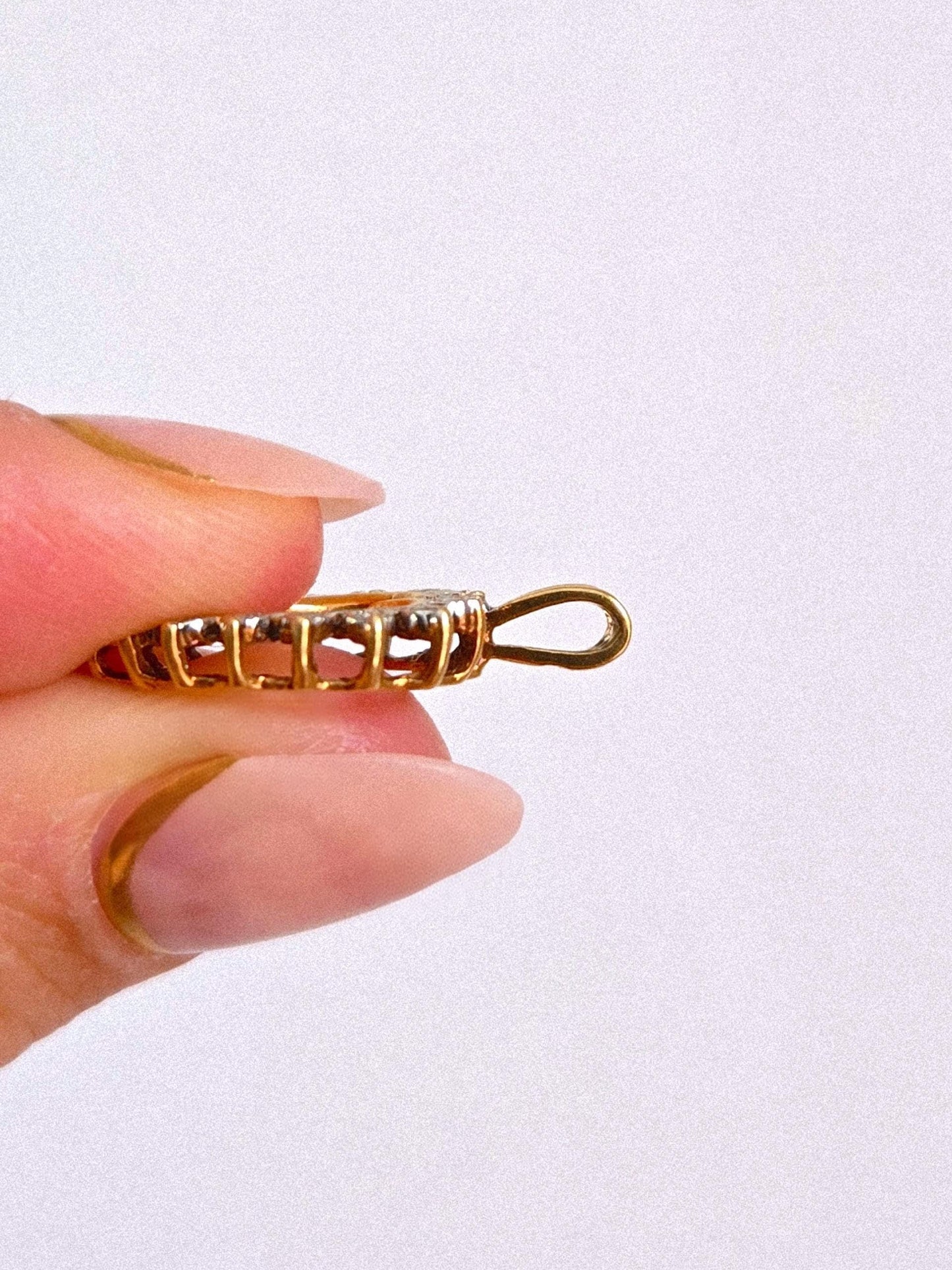 Vintage 10k Gold Diamond Heart Pendant Charm