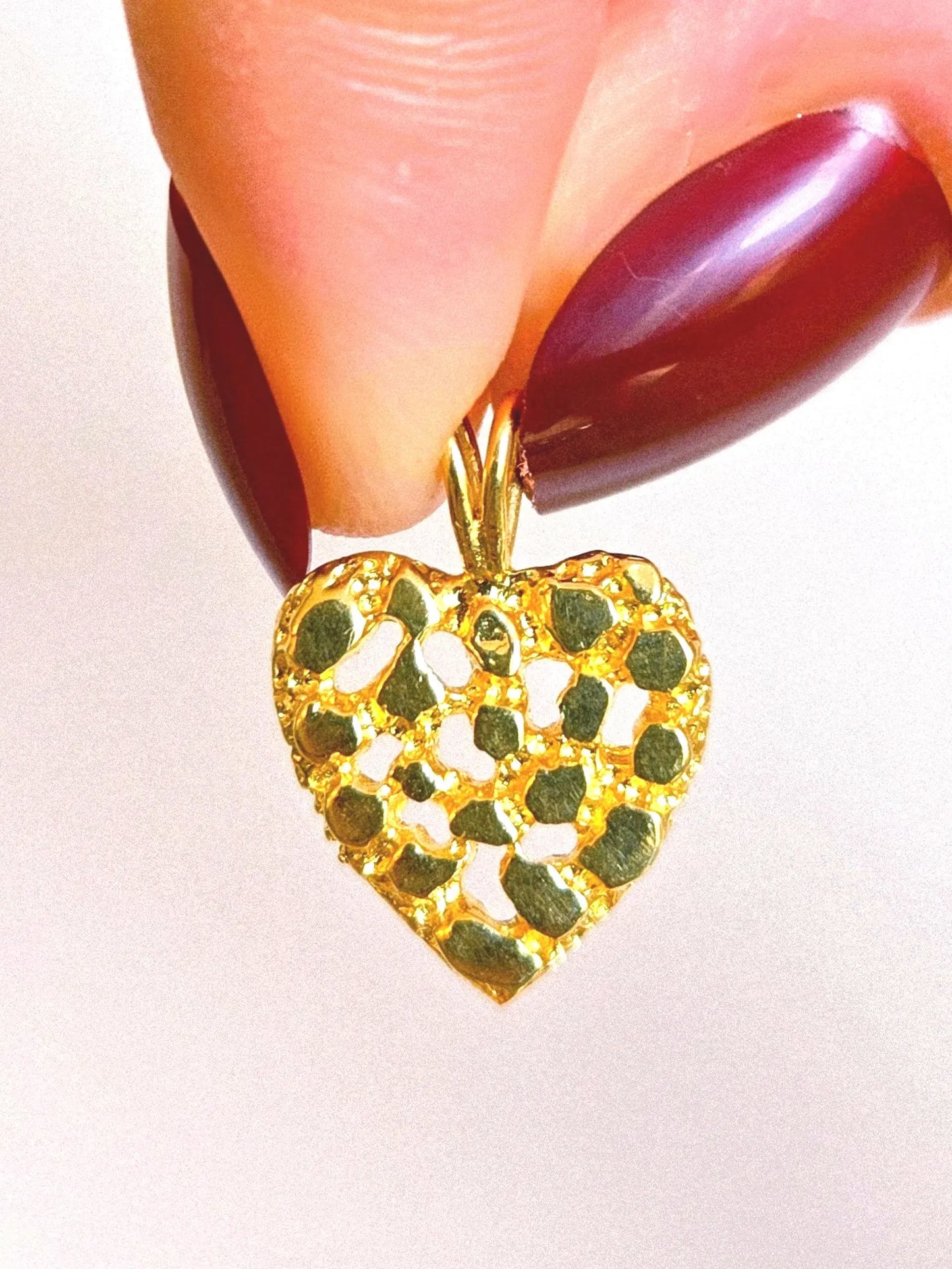 Vintage 10k Gold Nugget Heart Pendant Charm
