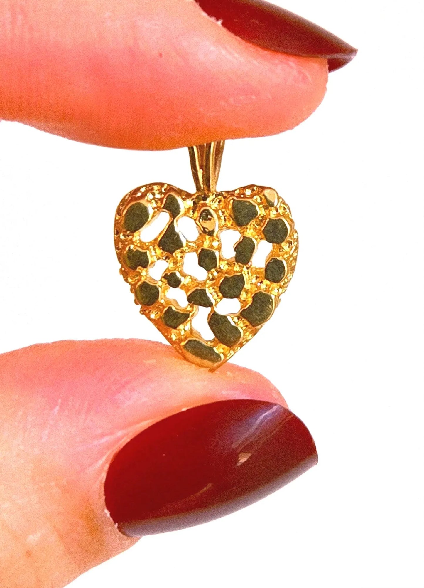 Vintage 10k Gold Nugget Heart Pendant Charm