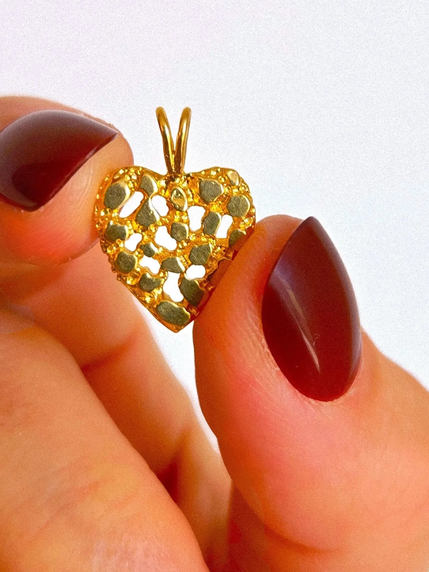 Vintage 10k Gold Nugget Heart Pendant Charm