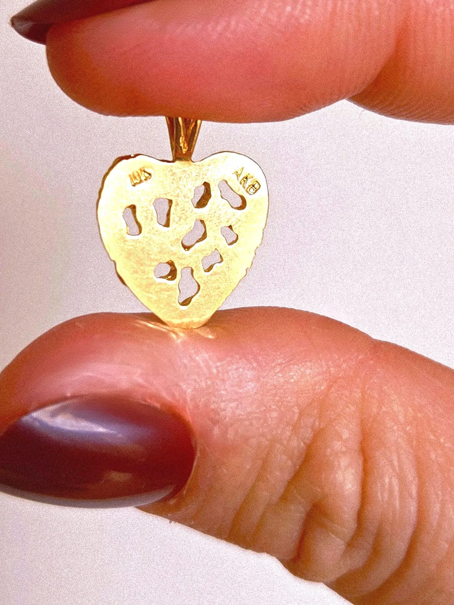 Vintage 10k Gold Nugget Heart Pendant Charm