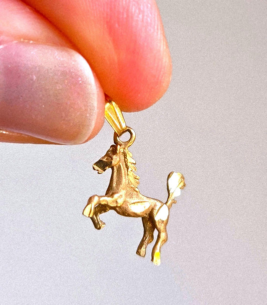 Vintage 10k Gold Horse Pendant - Year of the Horse