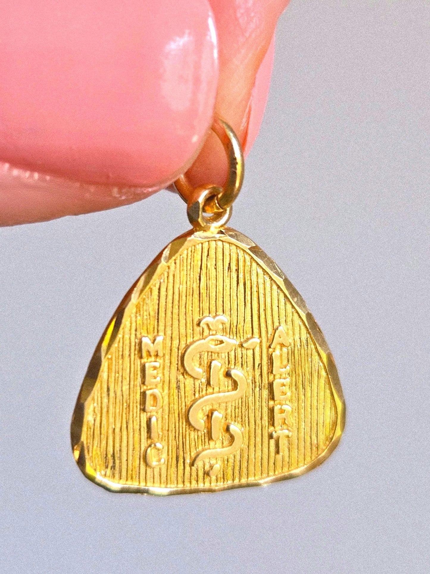 Vintage 10k Medic Alert Pendant Charm - Italian Hallmarks