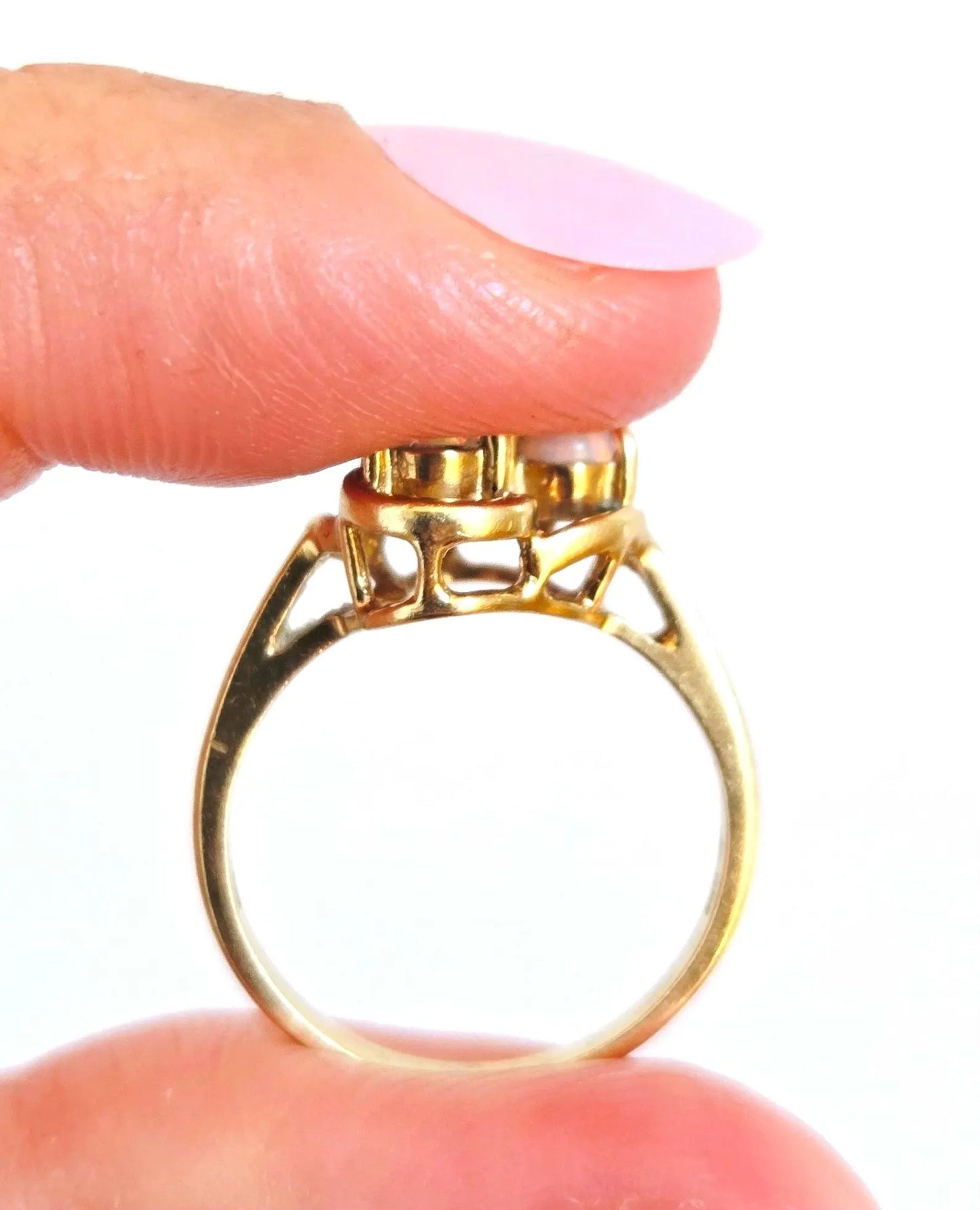 Vintage 14k Gold Opal & Diamond Ring - Size 5.25