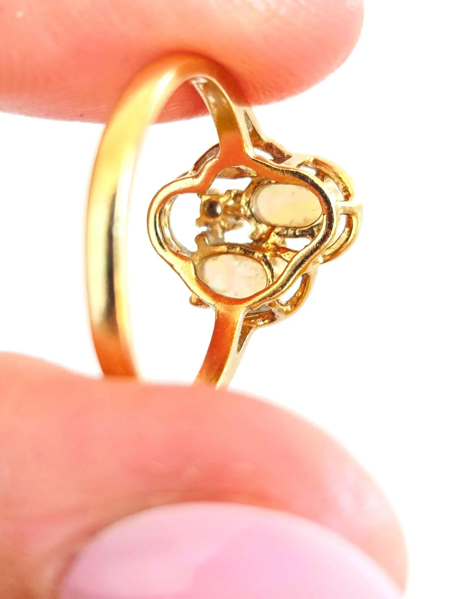 Vintage 14k Gold Opal & Diamond Ring - Size 5.25