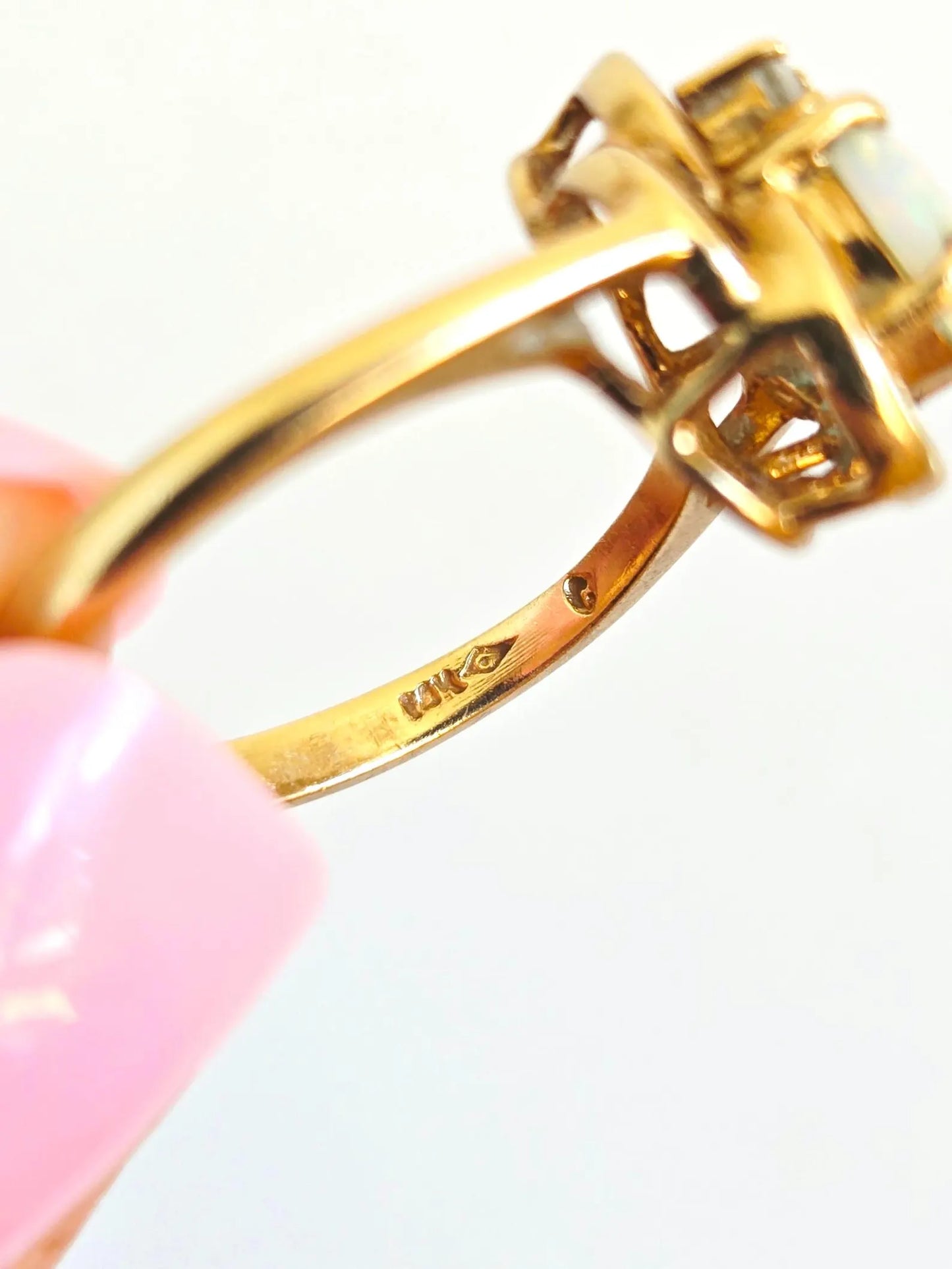 Vintage 14k Gold Opal & Diamond Ring - Size 5.25