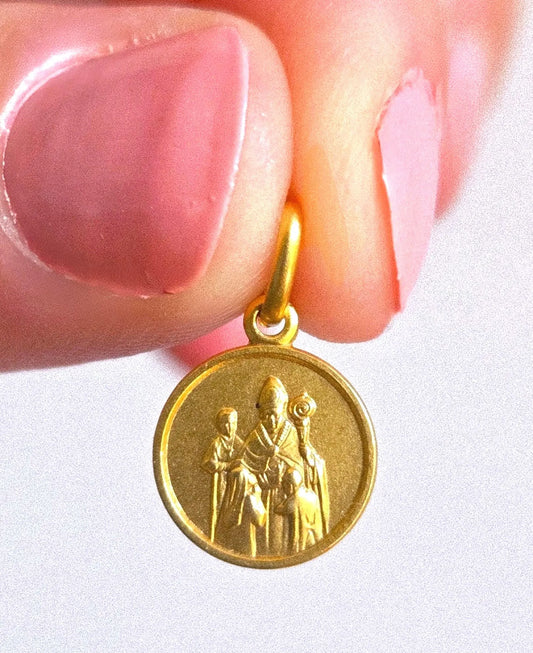 Vintage 10k Gold Pope Medallion Pendant Charm - Baptismal, Religious, Italian Hallmarks