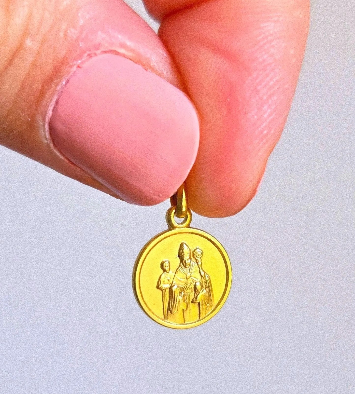 Vintage 10k Gold Pope Medallion Pendant Charm - Baptismal, Religious, Italian Hallmarks