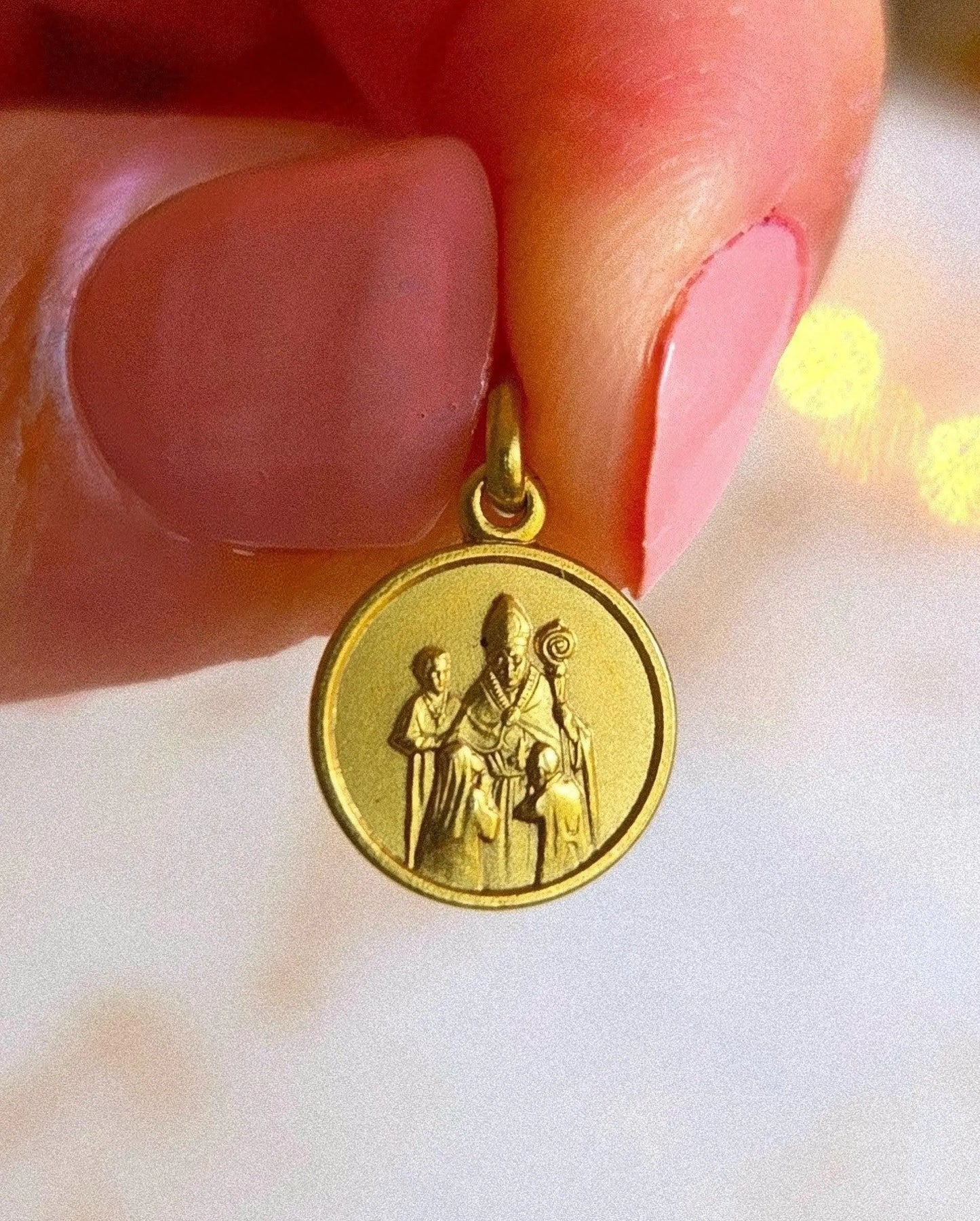 Vintage 10k Gold Pope Medallion Pendant Charm - Baptismal, Religious, Italian Hallmarks
