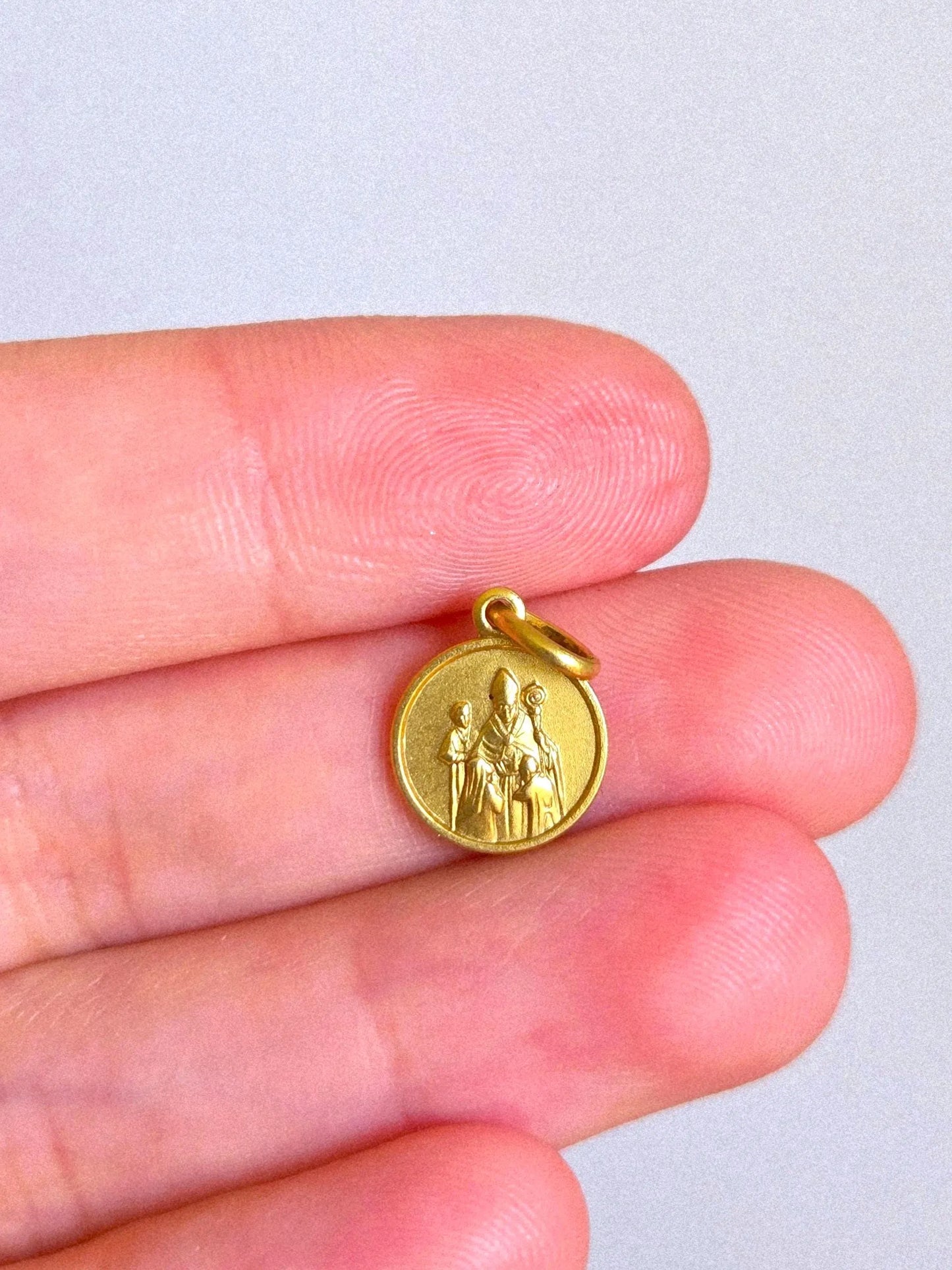 Vintage 10k Gold Pope Medallion Pendant Charm - Baptismal, Religious, Italian Hallmarks