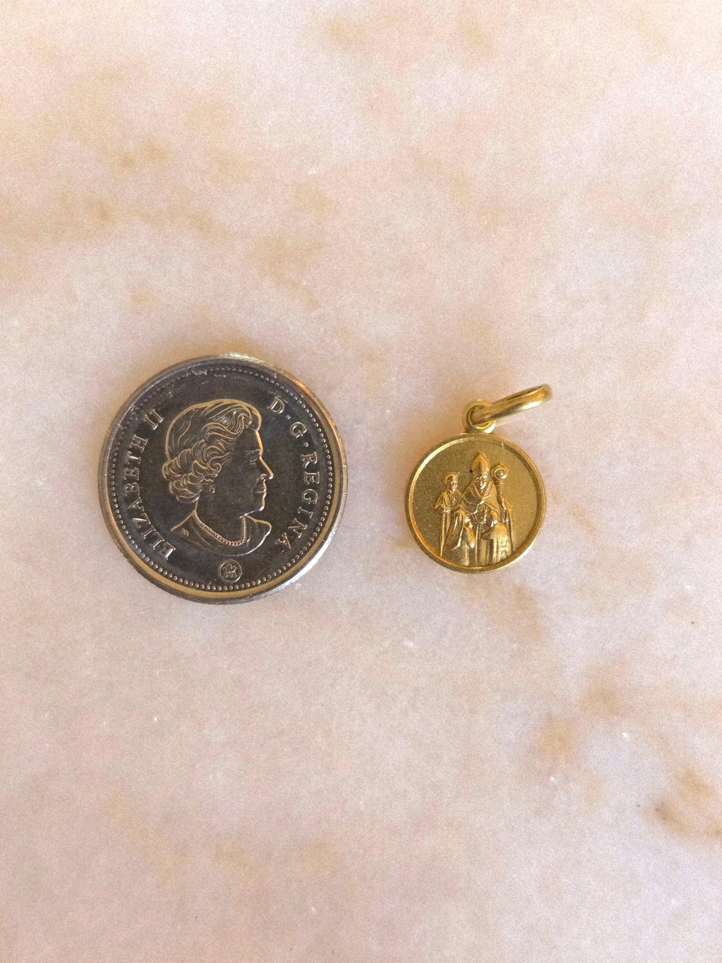 Vintage 10k Gold Pope Medallion Pendant Charm - Baptismal, Religious, Italian Hallmarks