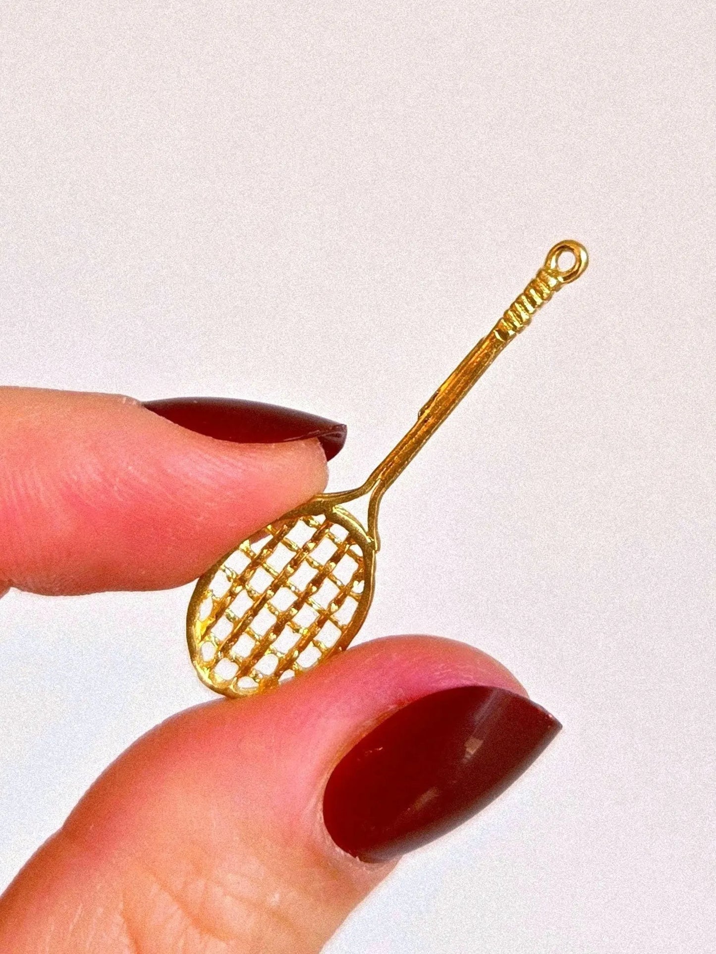 Vintage 10k Gold Tennis Racket Pendant Charm - Sports