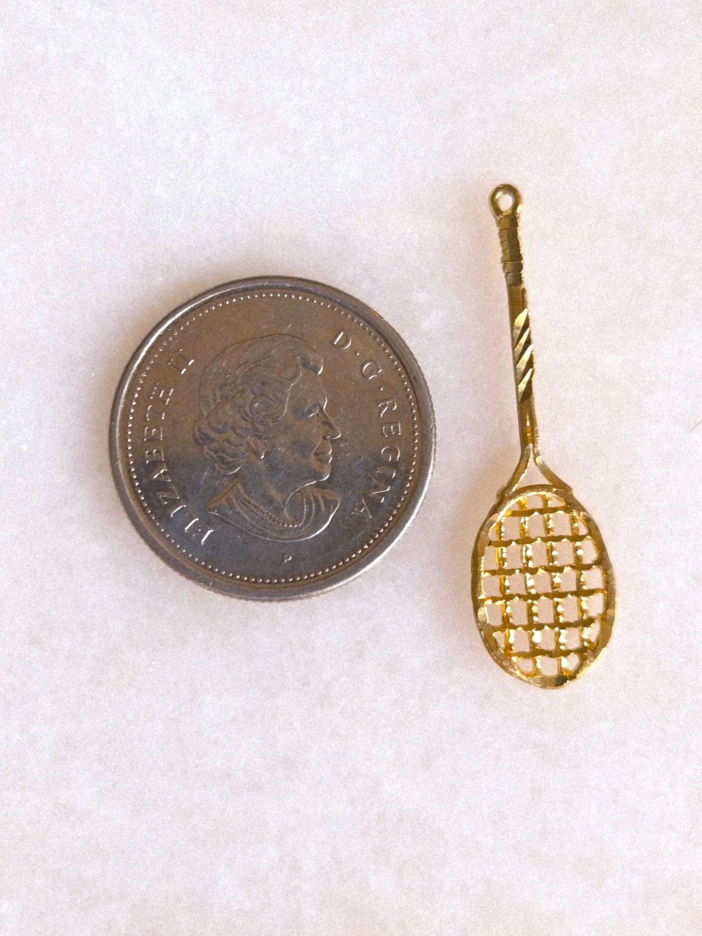 Vintage 10k Gold Tennis Racket Pendant Charm - Sports