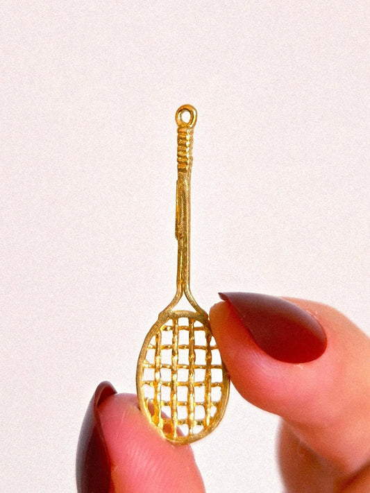 Vintage 10k Gold Tennis Racket Pendant Charm - Sports
