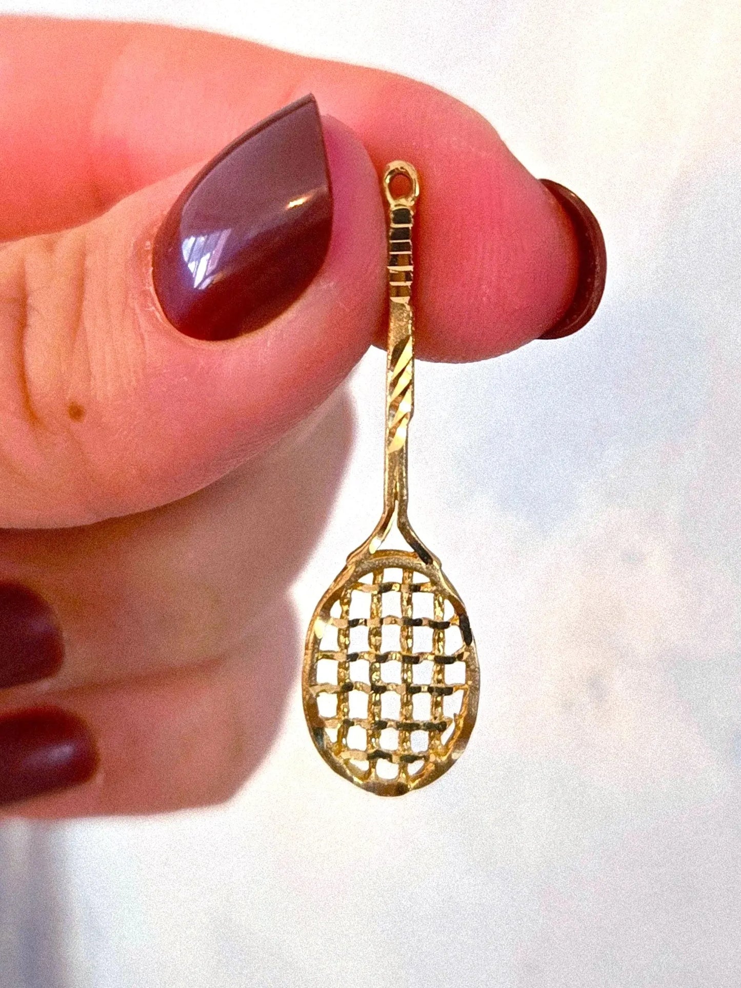 Vintage 10k Gold Tennis Racket Pendant Charm - Sports