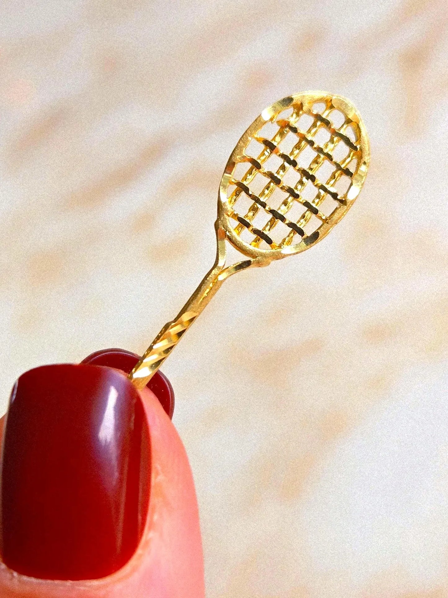 Vintage 10k Gold Tennis Racket Pendant Charm - Sports