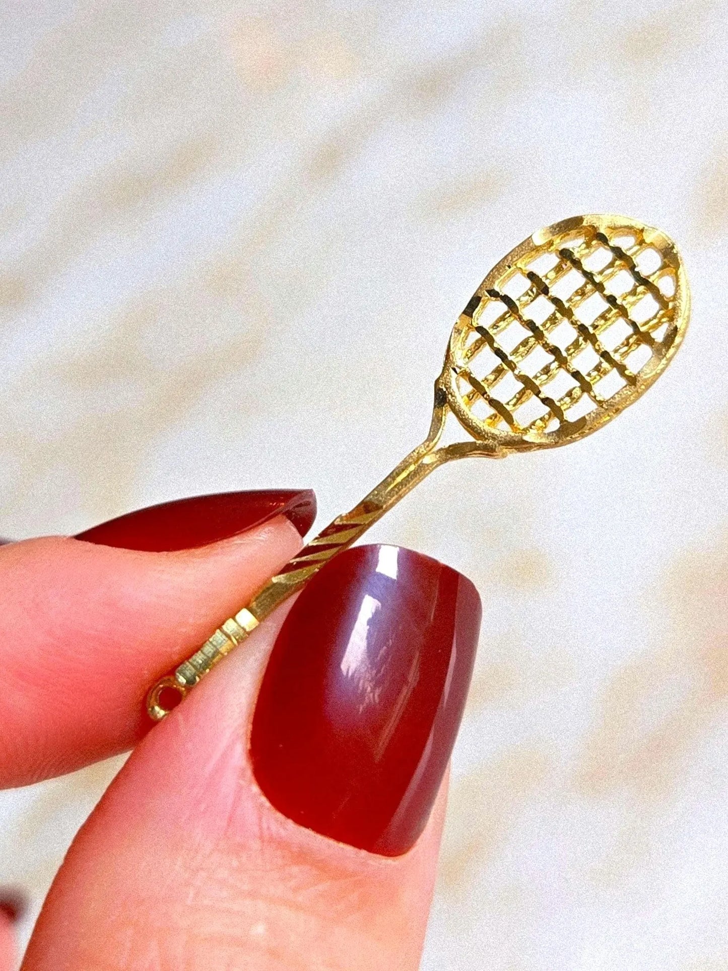 Vintage 10k Gold Tennis Racket Pendant Charm - Sports