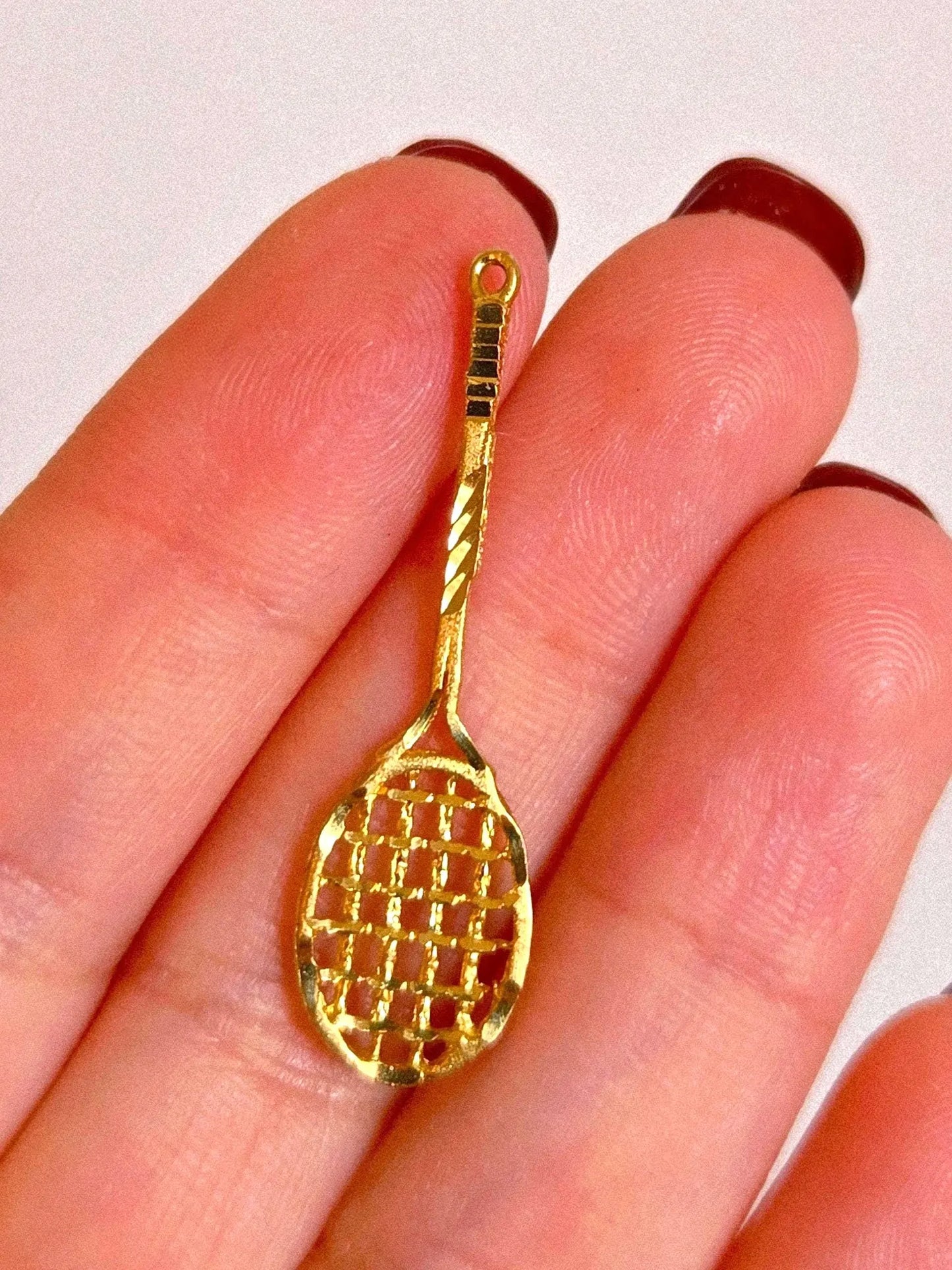 Vintage 10k Gold Tennis Racket Pendant Charm - Sports