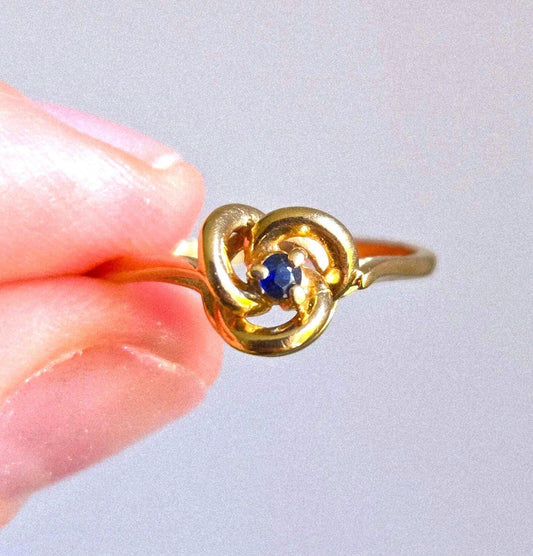 Vintage 10k Gold Sapphire Swirl Ring - Size 6