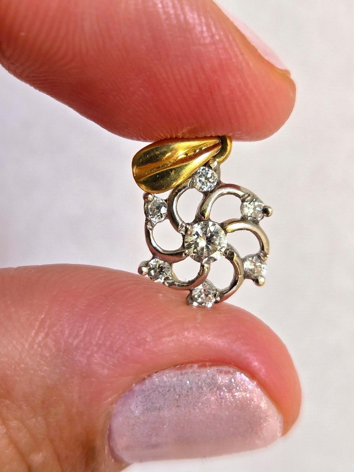 18K Two-Tone Gold Cubic Zirconia Pendant & Earring Set