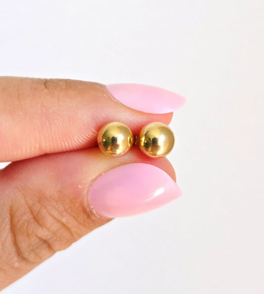 Vintage 10k Gold Circle Ball Stud Earrings