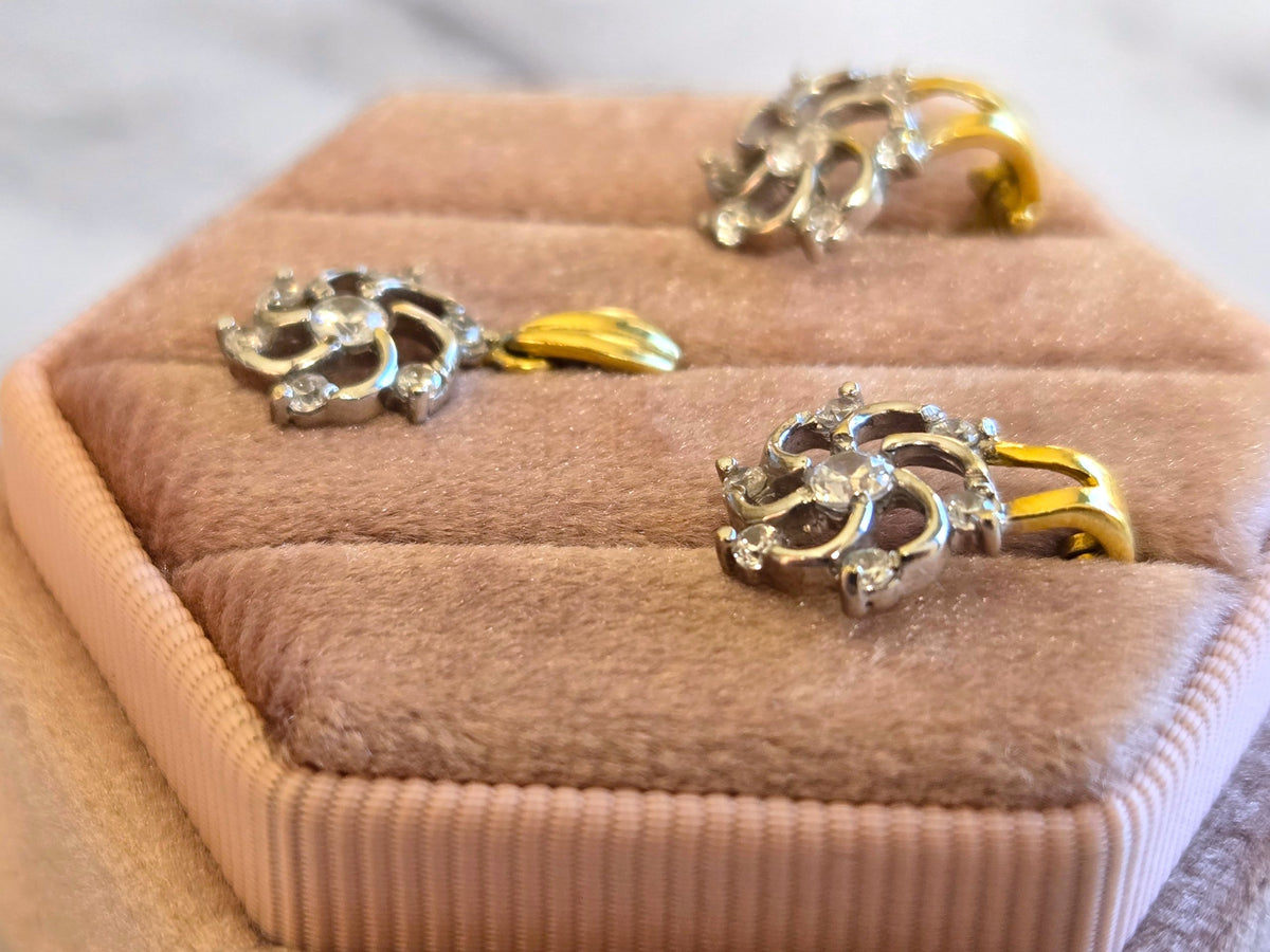 18K Two-Tone Gold Cubic Zirconia Pendant & Earring Set
