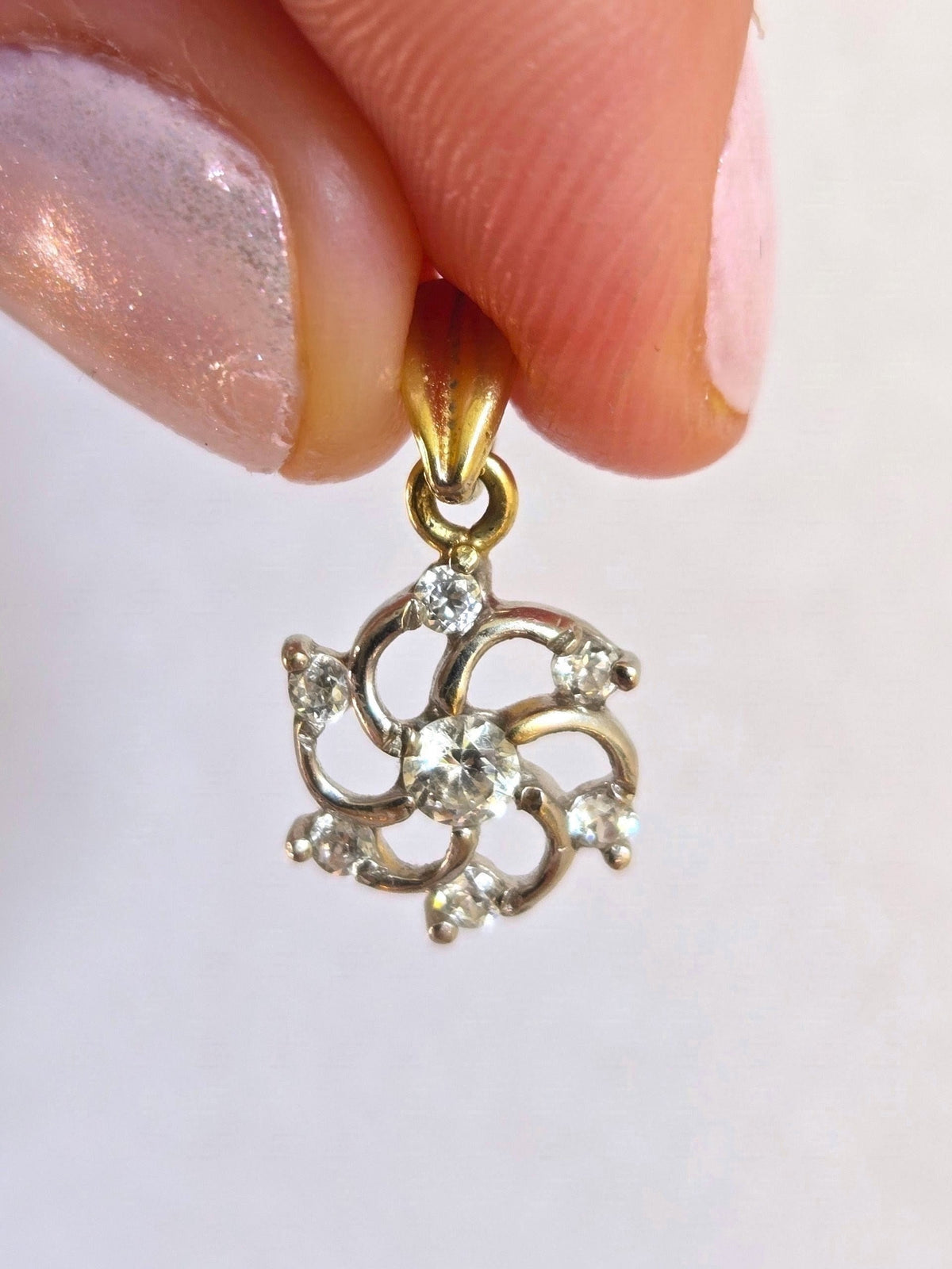 18K Two-Tone Gold Cubic Zirconia Pendant & Earring Set