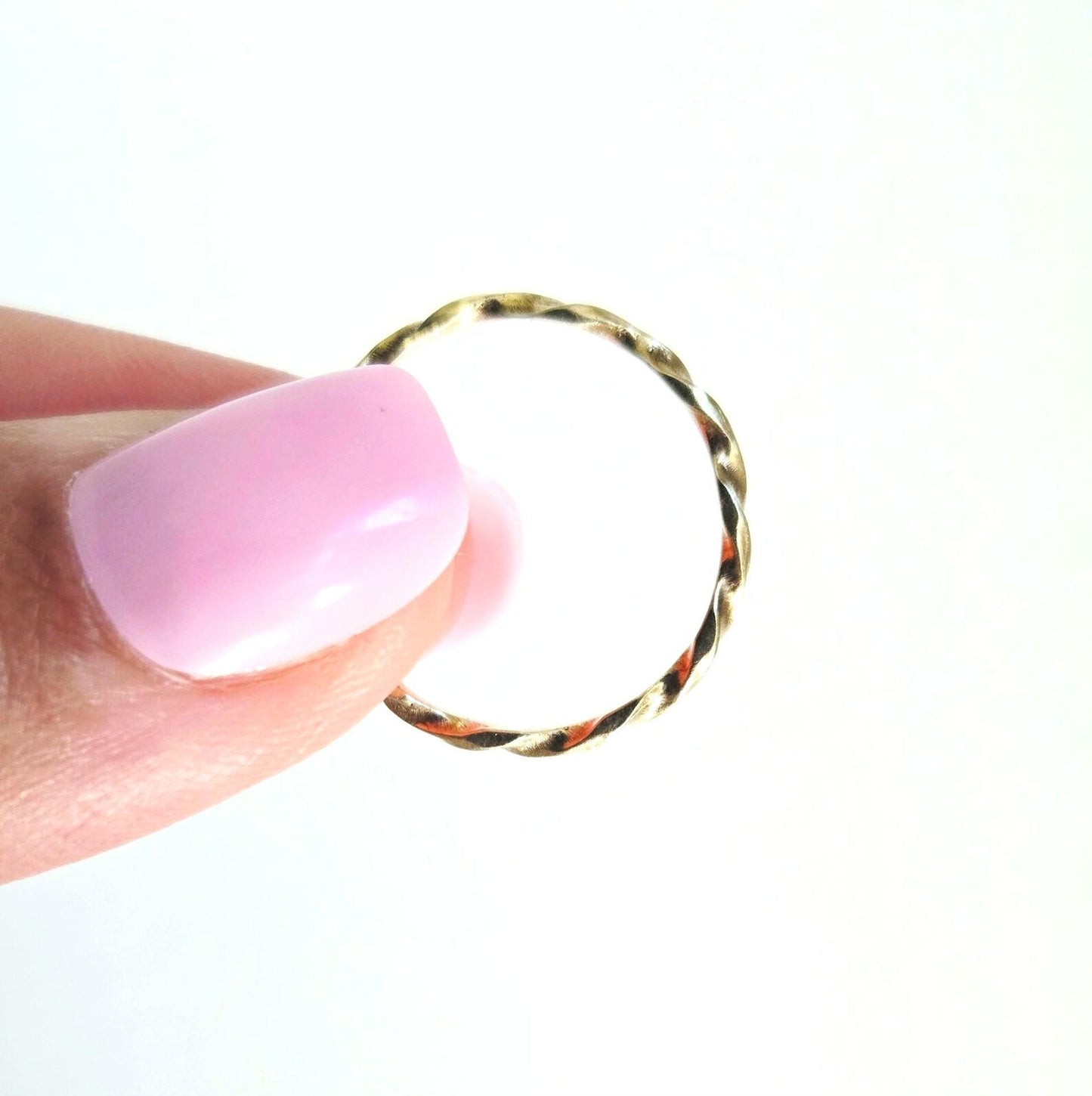 Vintage 10K Gold Twisted Rope Band Ring - Stackable Dainty Ring, Size 7