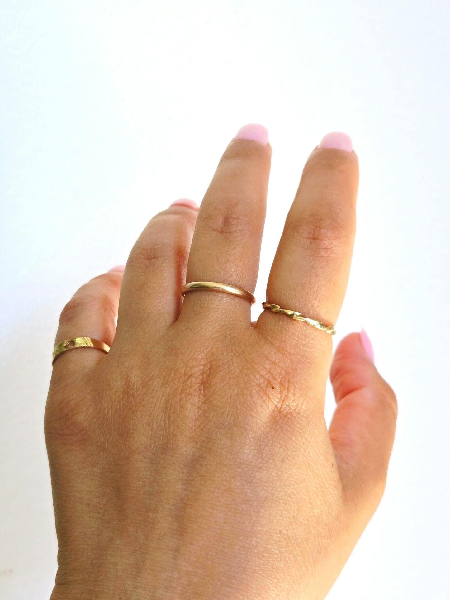 Vintage 10K Gold Twisted Rope Band Ring - Stackable Dainty Ring, Size 7