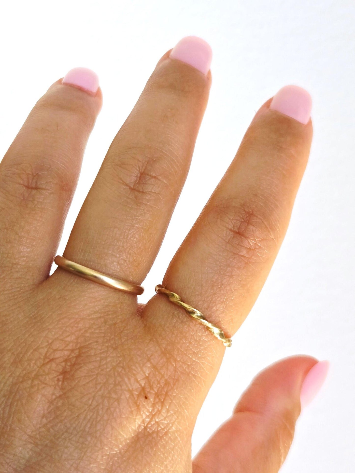 Vintage 10K Gold Twisted Rope Band Ring - Stackable Dainty Ring, Size 7