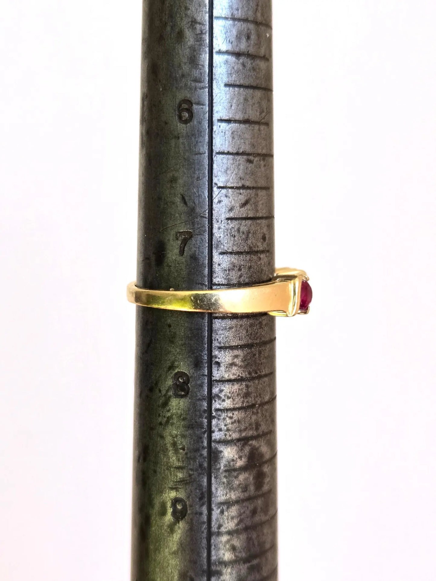 Vintage 14K Gold Ruby Band Ring - Size 7.5, July Birthstone
