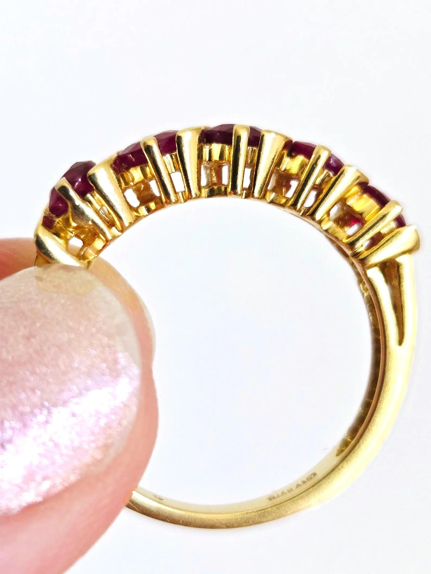 Vintage 14K Gold Ruby Band Ring - Size 7.5, July Birthstone