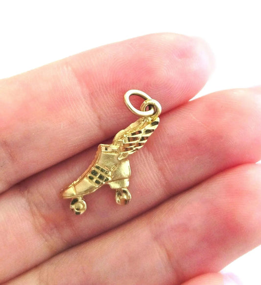 Vintage 10K Gold Roller Skate Roller Blade Charm - Summer Sports Jewelry