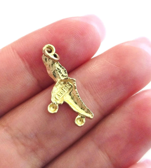 Vintage 10K Gold Roller Skate Roller Blade Charm - Summer Sports Jewelry