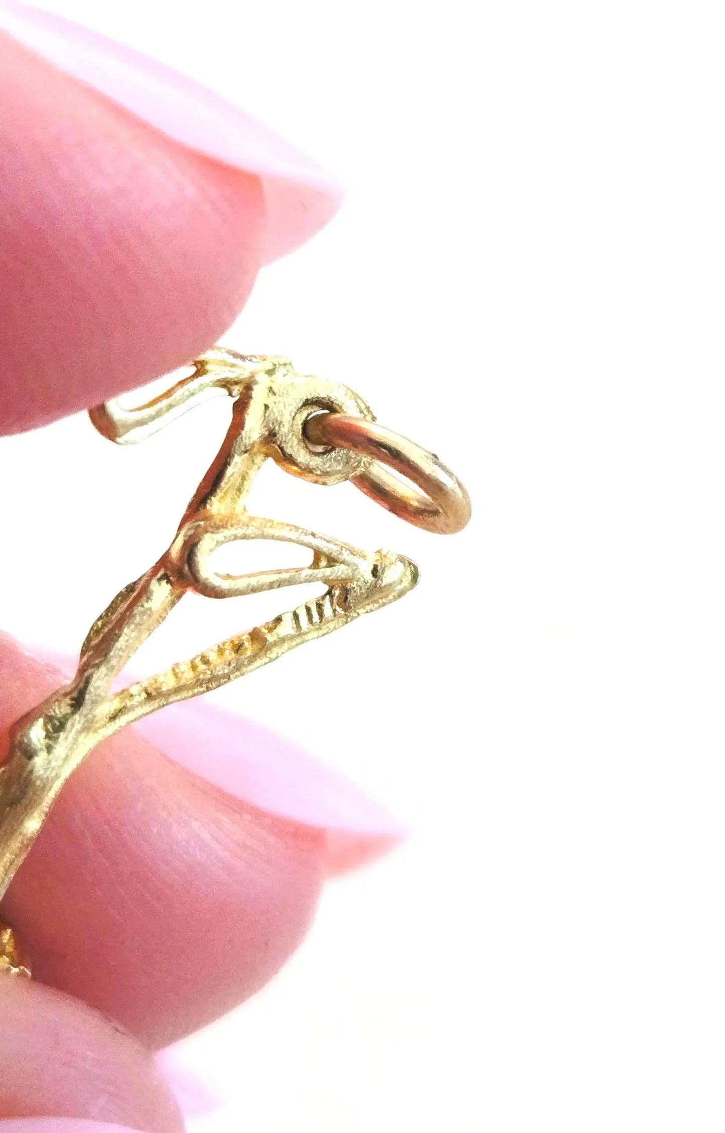Vintage 10K Gold Ski Pole Skiing Charm Pendant - Winter Sports Jewelry