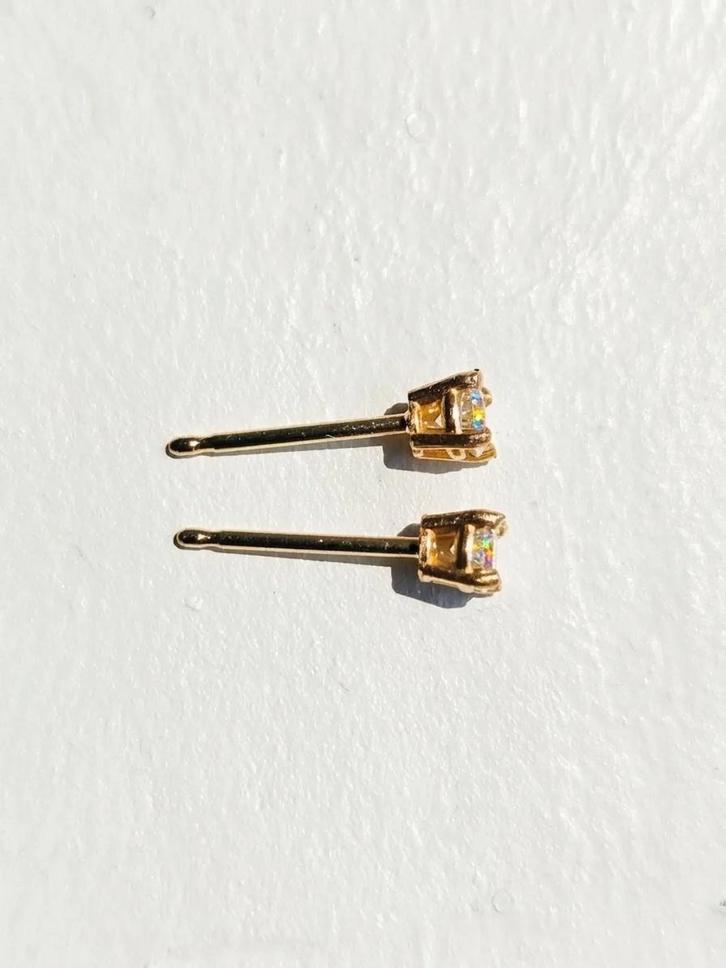 14K Yellow Gold Natural Diamond Stud Earrings - 3mm, 0.20 CTW