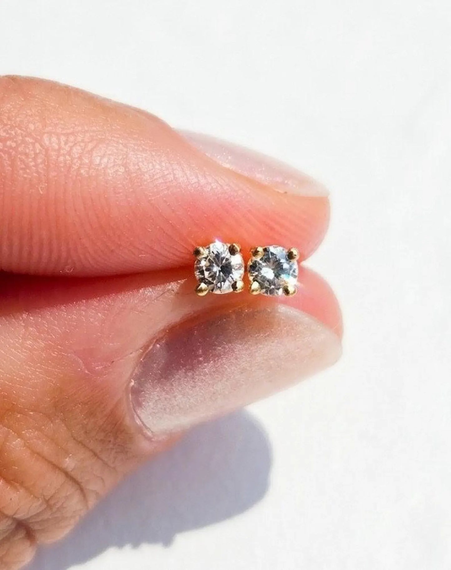 14K Yellow Gold Natural Diamond Stud Earrings - 3mm, 0.20 CTW