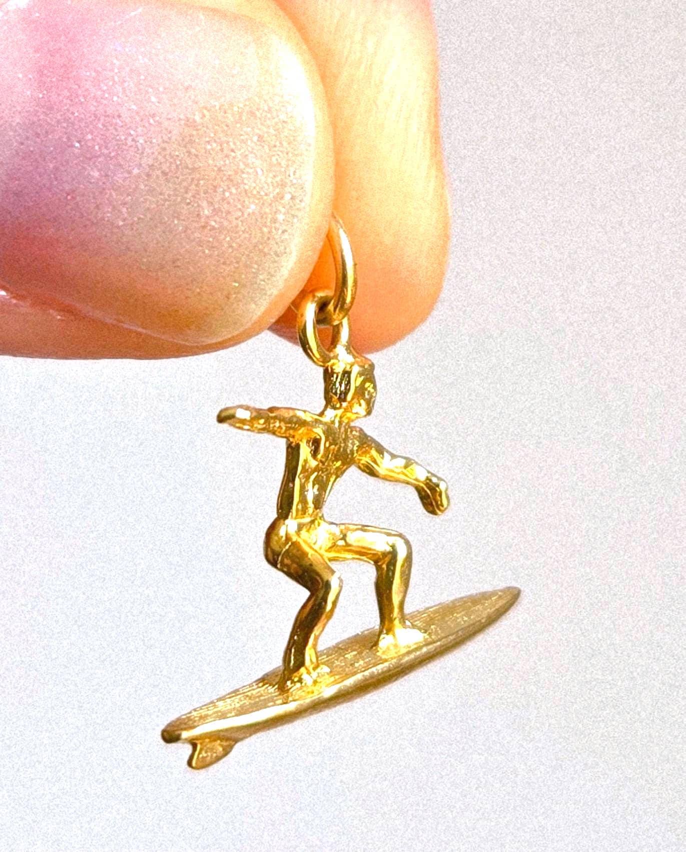 Vintage 10k Surfer/Surfboard Pendant Charm - Water Sports