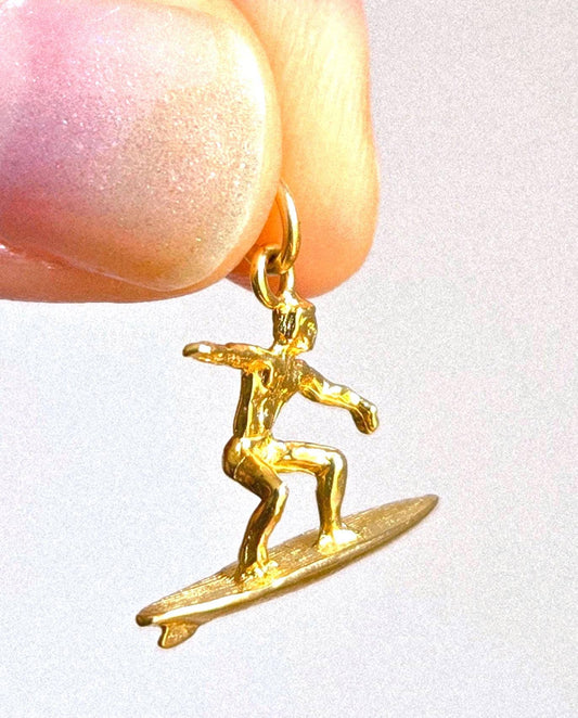 Vintage 10k Surfer/Surfboard Pendant Charm - Water Sports