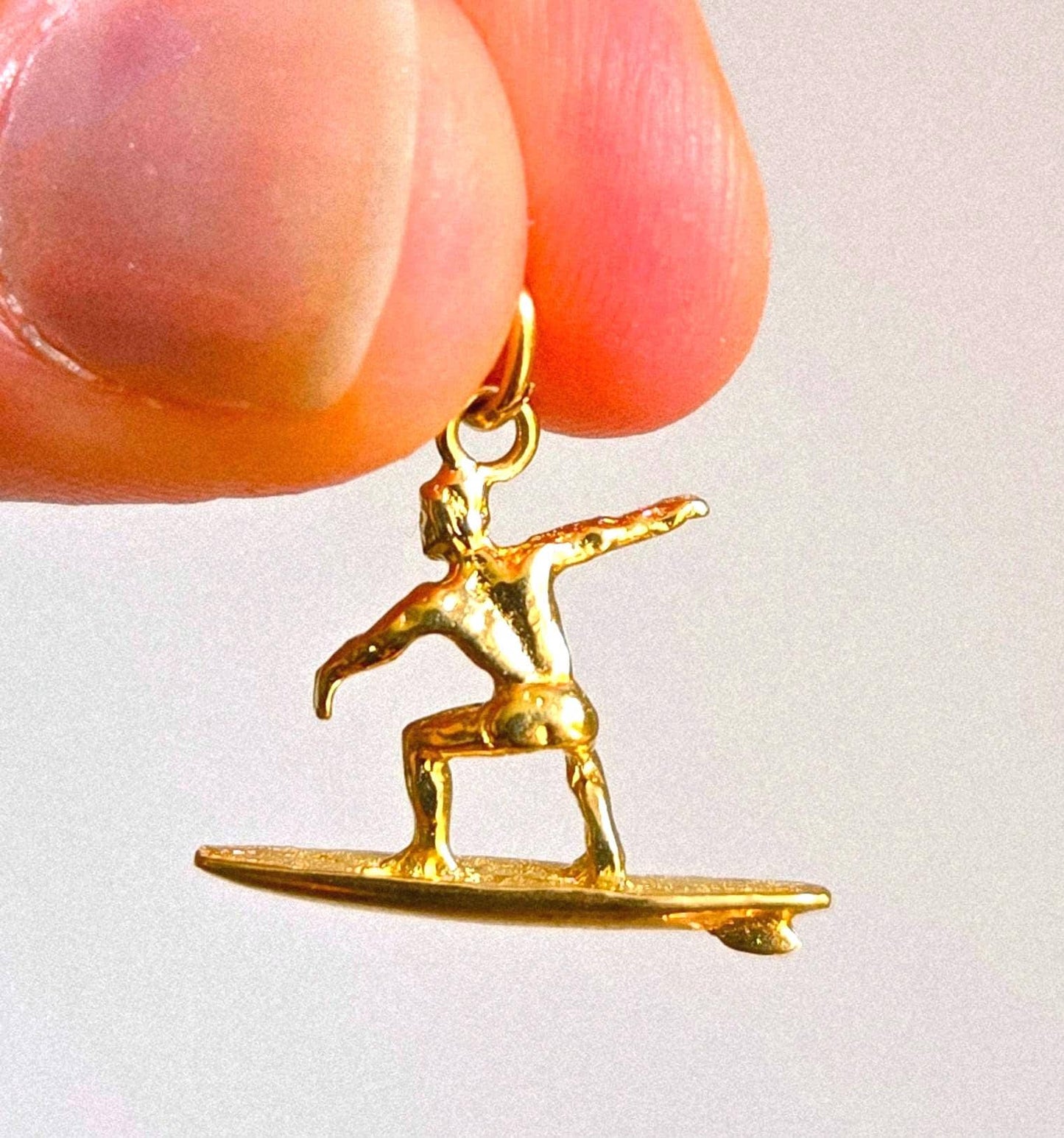 Vintage 10k Surfer/Surfboard Pendant Charm - Water Sports