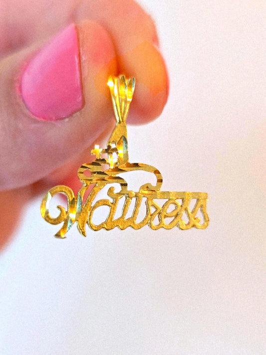 Vintage 10k Gold #1 Waitress Pendant Charm - Server, Restaurant Jewelry